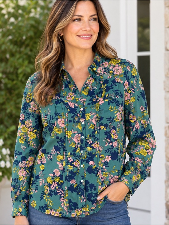 Nanette Lepore Tops - Nanette Lepore Lora Olive Green Floral Button-Up Top. Size: Large